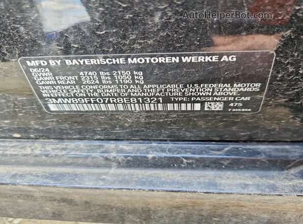 3MW89FF07R8E81321 2024 BMW 3 SERIES Black Vista del compartimento del motor