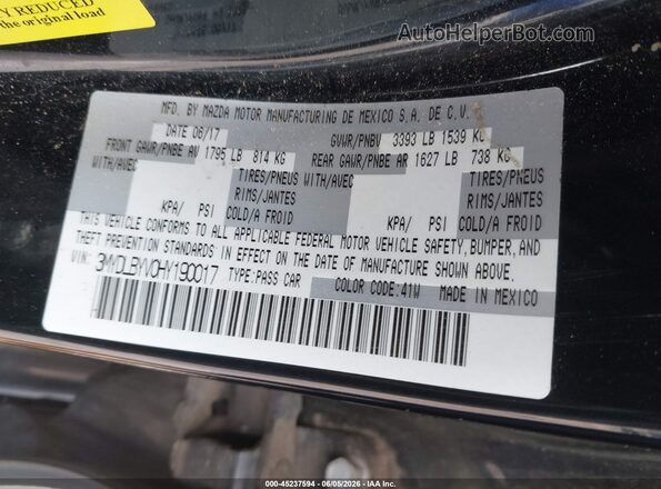 3MYDLBYV0HY190017 2017 TOYOTA YARIS IA Black Engine compartment view
