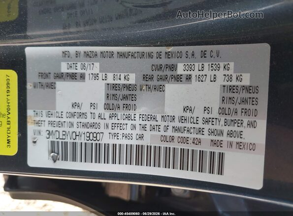3MYDLBYV0HY190907 2017 TOYOTA YARIS IA Gray Շարժիչի բաժամունքի տեսք