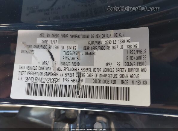 3MYDLBYV0JY312624 2018 TOYOTA YARIS IA Navy ძრავის განყოფილების ხედი