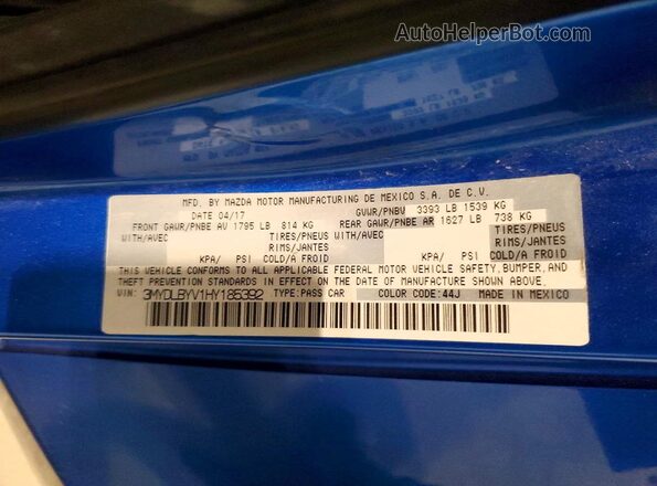3MYDLBYV1HY185392 2017 TOYOTA YARIS Синий Вид подкапотного пространства