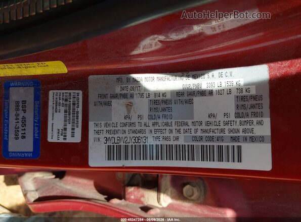 3MYDLBYV2JY306131 2018 TOYOTA YARIS IA Red Շարժիչի բաժամունքի տեսք
