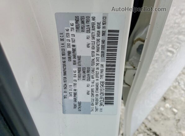 3MYDLBYV2KY519498 2019 TOYOTA YARIS White 