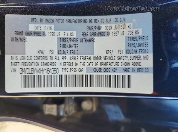 3MYDLBYV4HY164360 2017 TOYOTA YARIS Blue 