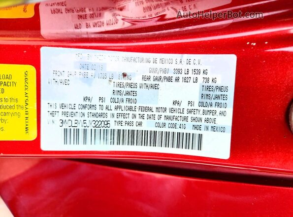 3MYDLBYV5JY322095 2018 TOYOTA YARIS Red 