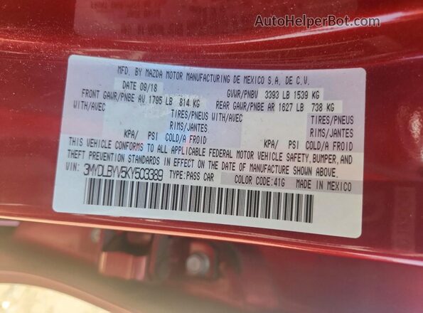 3MYDLBYV5KY503389 2019 TOYOTA YARIS Red Vista del compartimento del motor