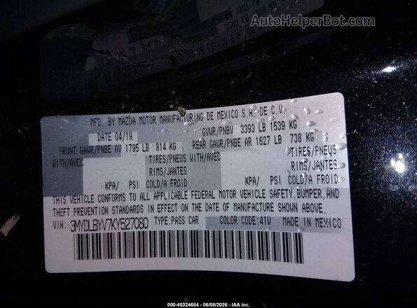 3MYDLBYV7KY527080 2019 TOYOTA YARIS Black ძრავის განყოფილების ხედი