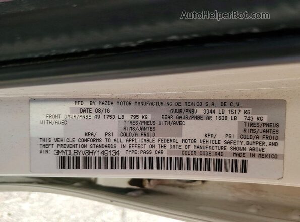 3MYDLBYV8HY149134 2017 TOYOTA YARIS White Вид підкапотного простору