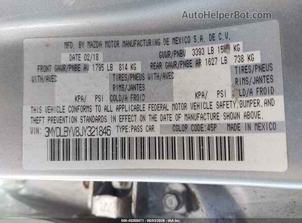 3MYDLBYV8JY321846 2018 TOYOTA YARIS IA Silver Շարժիչի բաժամունքի տեսք