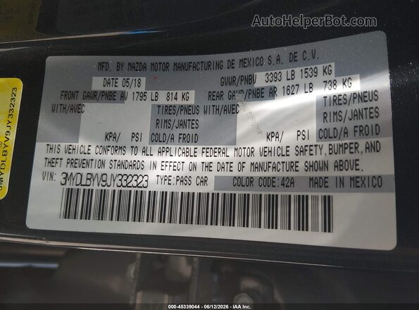 3MYDLBYV9JY332323 2018 TOYOTA YARIS IA Gray 