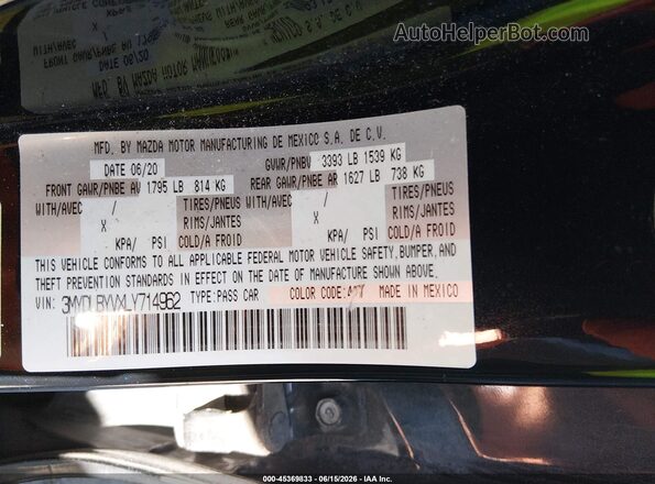 3MYDLBYVXLY714962 2020 TOYOTA YARIS Black Engine compartment view