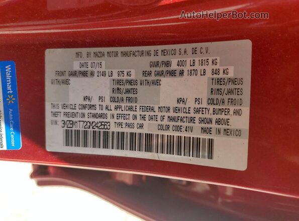 3MZBM1T72GM242563 2016 MAZDA 3 Красный 