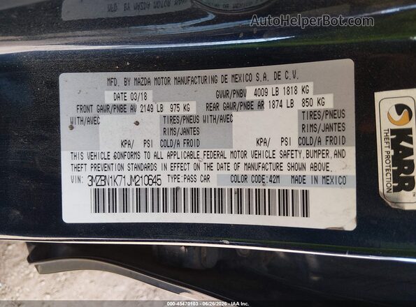 3MZBN1K71JM210645 2018 MAZDA 3 Blue Вид підкапотного простору