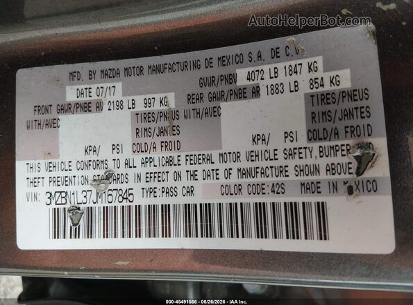 3MZBN1L37JM167845 2018 MAZDA 3 Gray Շարժիչի բաժամունքի տեսք