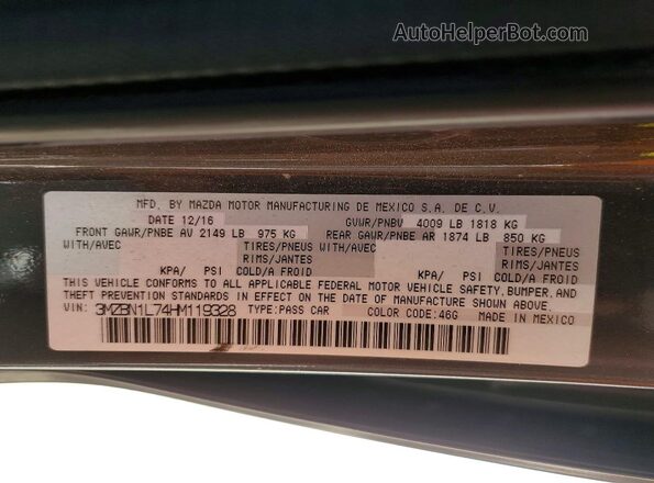 3MZBN1L74HM119328 2017 MAZDA 3 Gray Engine compartment view