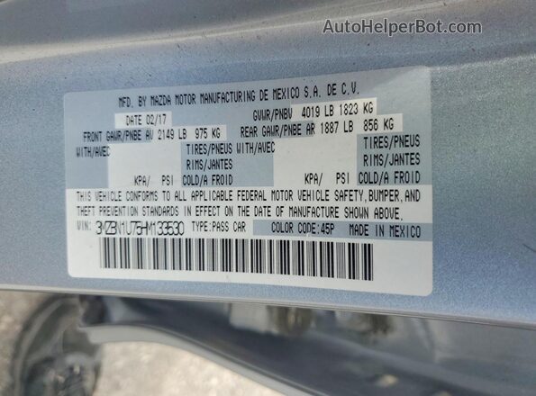 3MZBN1U75HM133530 2017 MAZDA 3 Silver Engine compartment view