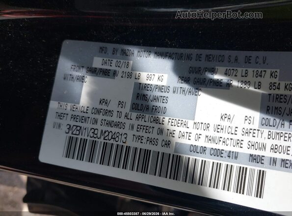 3MZBN1V39JM204813 2018 MAZDA 3 Black Widok komory silnika