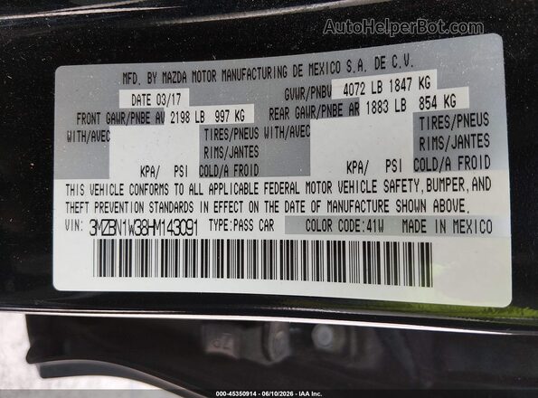 3MZBN1W38HM143091 2017 MAZDA 3 Black Շարժիչի բաժամունքի տեսք