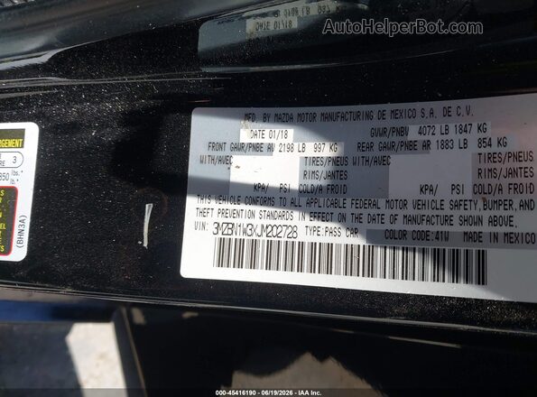 3MZBN1W3XJM202728 2018 MAZDA 3 Gray Engine compartment view