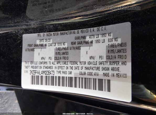 3MZBPAAL4MM206473 2021 MAZDA 3 Black Engine compartment view
