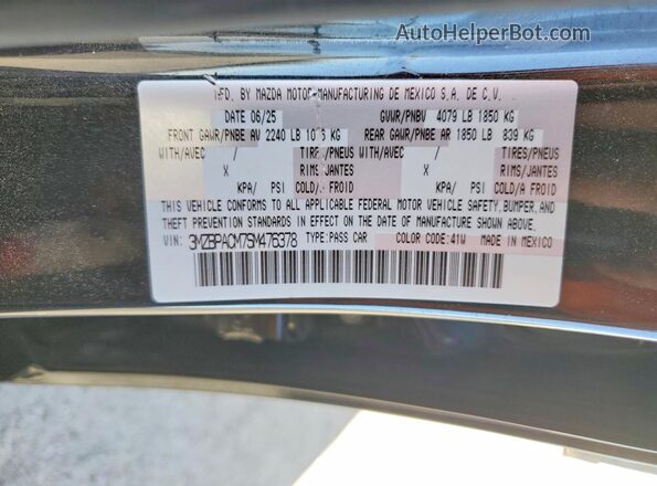 3MZBPACM7SM476378 2025 MAZDA 3 Black ძრავის განყოფილების ხედი