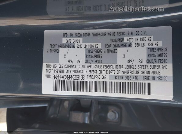 3MZBPACM9PM369193 2023 MAZDA 3 Gray Вид підкапотного простору