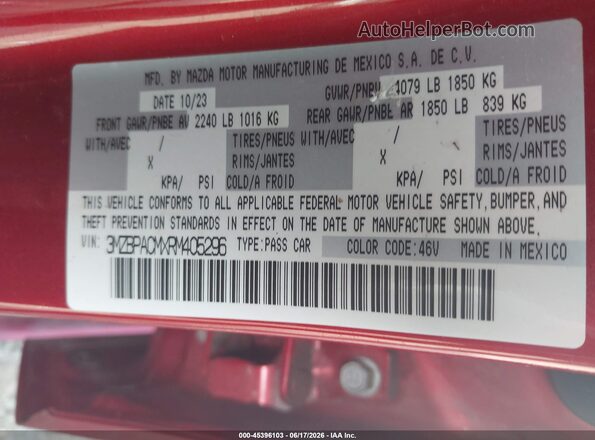 3MZBPACMXRM405296 2024 MAZDA 3 Red 