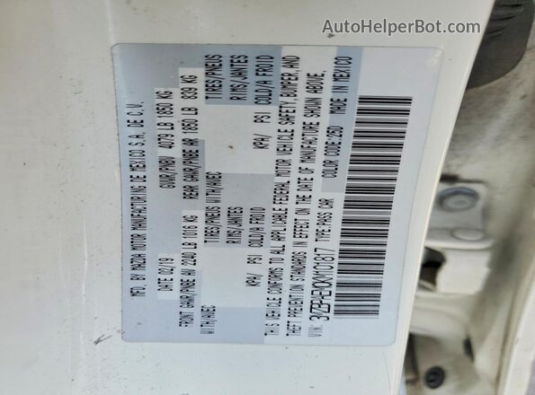 3MZBPAEM0KM101817 2019 MAZDA 3 White Widok komory silnika