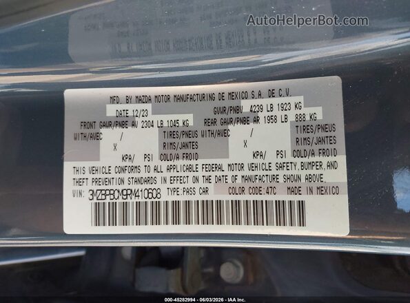 3MZBPBCM9RM410608 2024 MAZDA 3 Blue 
