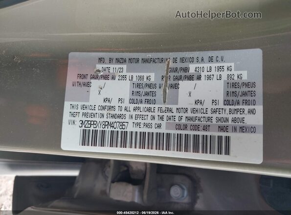 3MZBPBXY8RM407857 2024 MAZDA 3 Желто-коричневый Вид подкапотного пространства