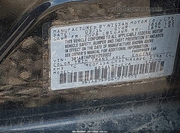 3N1AB7AP0GY259903 2016 NISSAN SENTRA Black 
