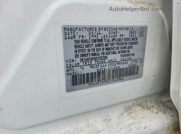 3N1AB7AP0GY262266 2016 NISSAN SENTRA White Engine compartment view