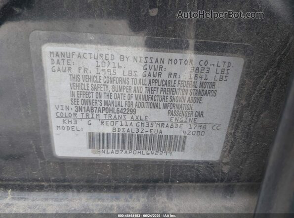 3N1AB7AP0HL642299 2017 NISSAN SENTRA Black Vista del compartimento del motor