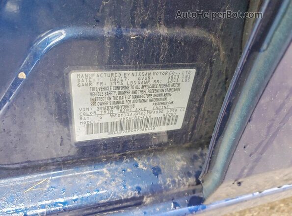 3N1AB7AP0HY386118 2017 NISSAN SENTRA Blue Widok komory silnika