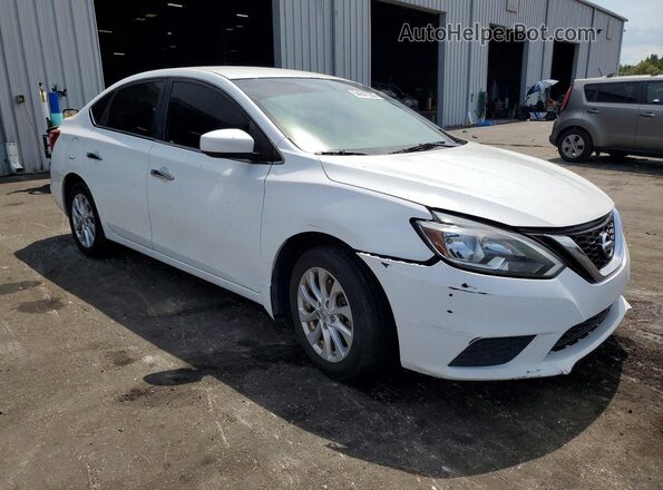 3N1AB7AP0KY218146 2019 NISSAN SENTRA Белый Передняя правая четверть