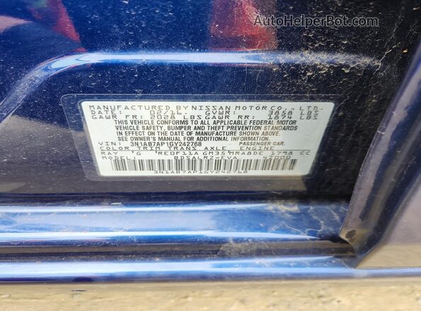 3N1AB7AP1GY242768 2016 NISSAN SENTRA Blue ძრავის განყოფილების ხედი