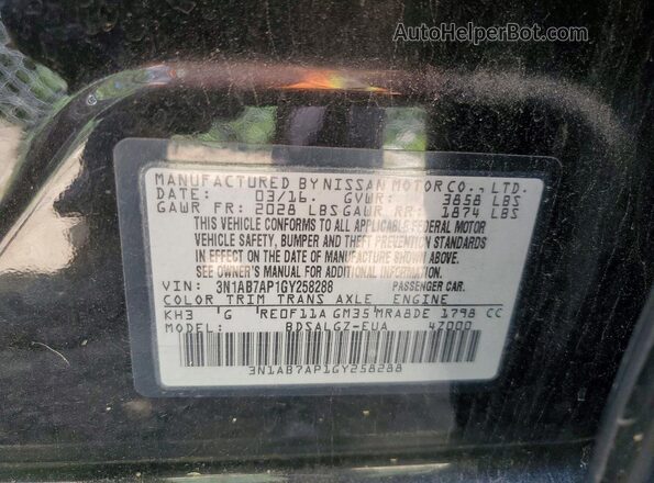 3N1AB7AP1GY258288 2016 NISSAN SENTRA Black Engine compartment view