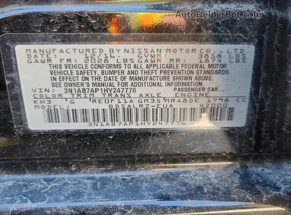 3N1AB7AP1HY247776 2017 NISSAN SENTRA Черный Вид наклейки с VIN-кодом