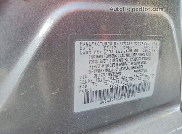 3N1AB7AP1HY332391 2017 NISSAN SENTRA Gray Vista de la etiqueta del VIN