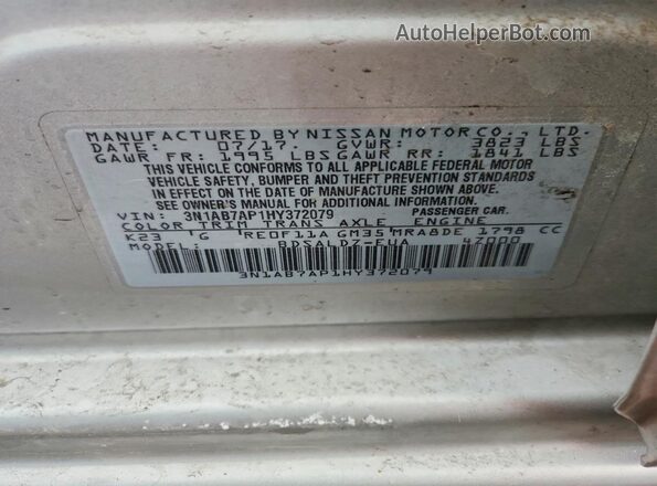 3N1AB7AP1HY372079 2017 NISSAN SENTRA Silver Engine compartment view