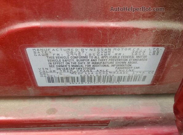 3N1AB7AP1HY379095 2017 NISSAN SENTRA Red Vista del compartimento del motor