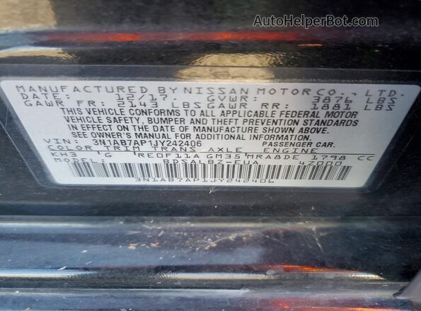 3N1AB7AP1JY242406 2018 NISSAN SENTRA Black Engine compartment view