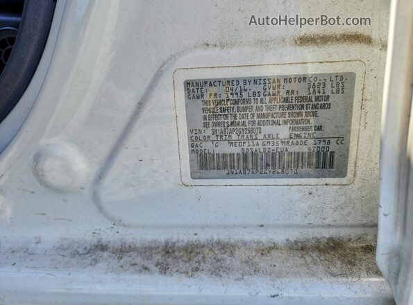 3N1AB7AP2GY268070 2016 NISSAN SENTRA White 