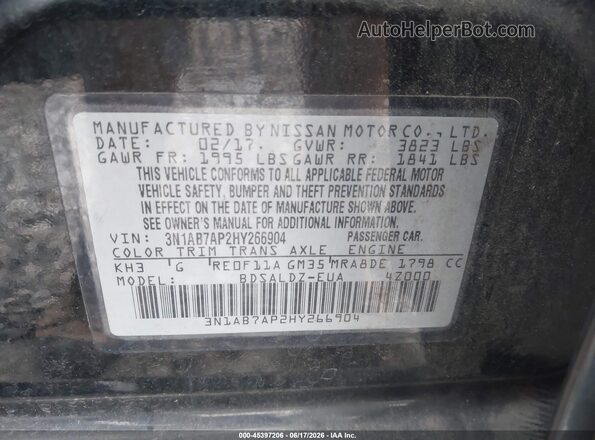 3N1AB7AP2HY266904 2017 NISSAN SENTRA Черный 
