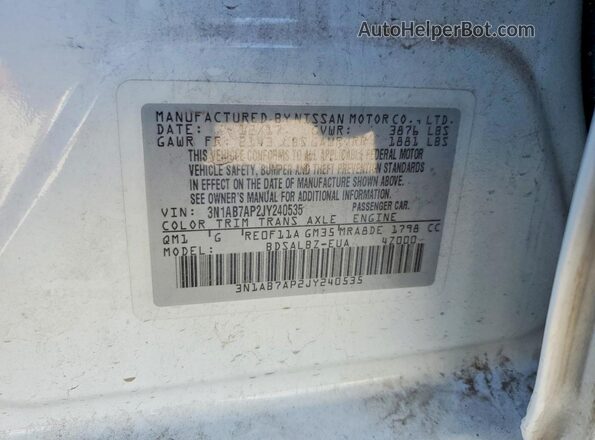 3N1AB7AP2JY240535 2018 NISSAN SENTRA White 