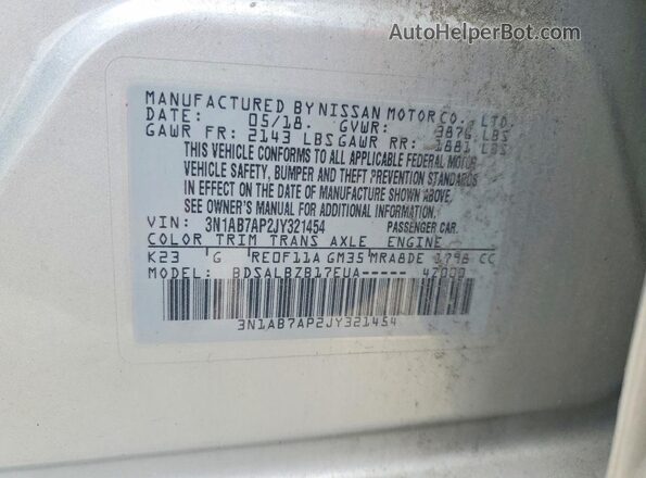 3N1AB7AP2JY321454 2018 NISSAN SENTRA Gray 