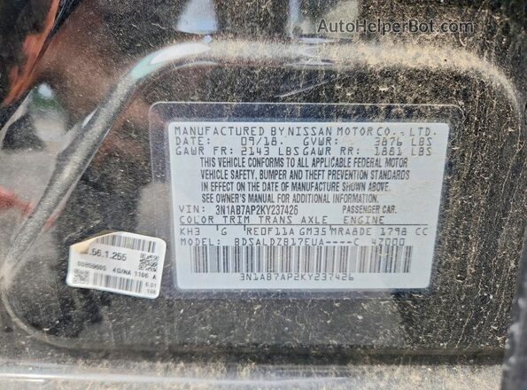 3N1AB7AP2KY237426 2019 NISSAN SENTRA Black 