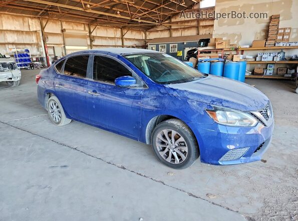 3N1AB7AP2KY405646 2019 NISSAN SENTRA Синий Передняя правая четверть