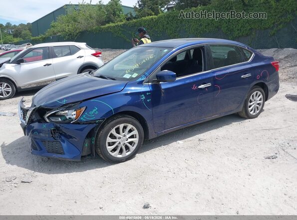 3N1AB7AP2KY447136 2019 NISSAN SENTRA Blue Առջևի ձախ երեք քառորդ տեսարան
