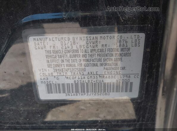 3N1AB7AP3JY252080 2018 NISSAN SENTRA Black 
